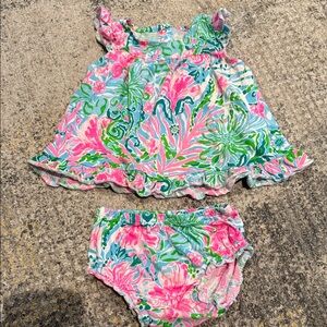 Lilly Pulitzer Pink and Green Floral Set
